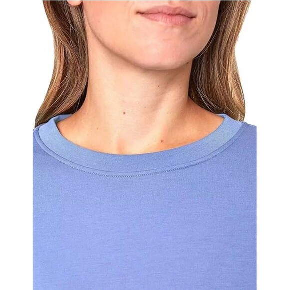 Mondetta Women's M Drop Shoulders Scuba Crewneck Relaxed Sweatshirt Stretch Blue - Picture 3 of 11